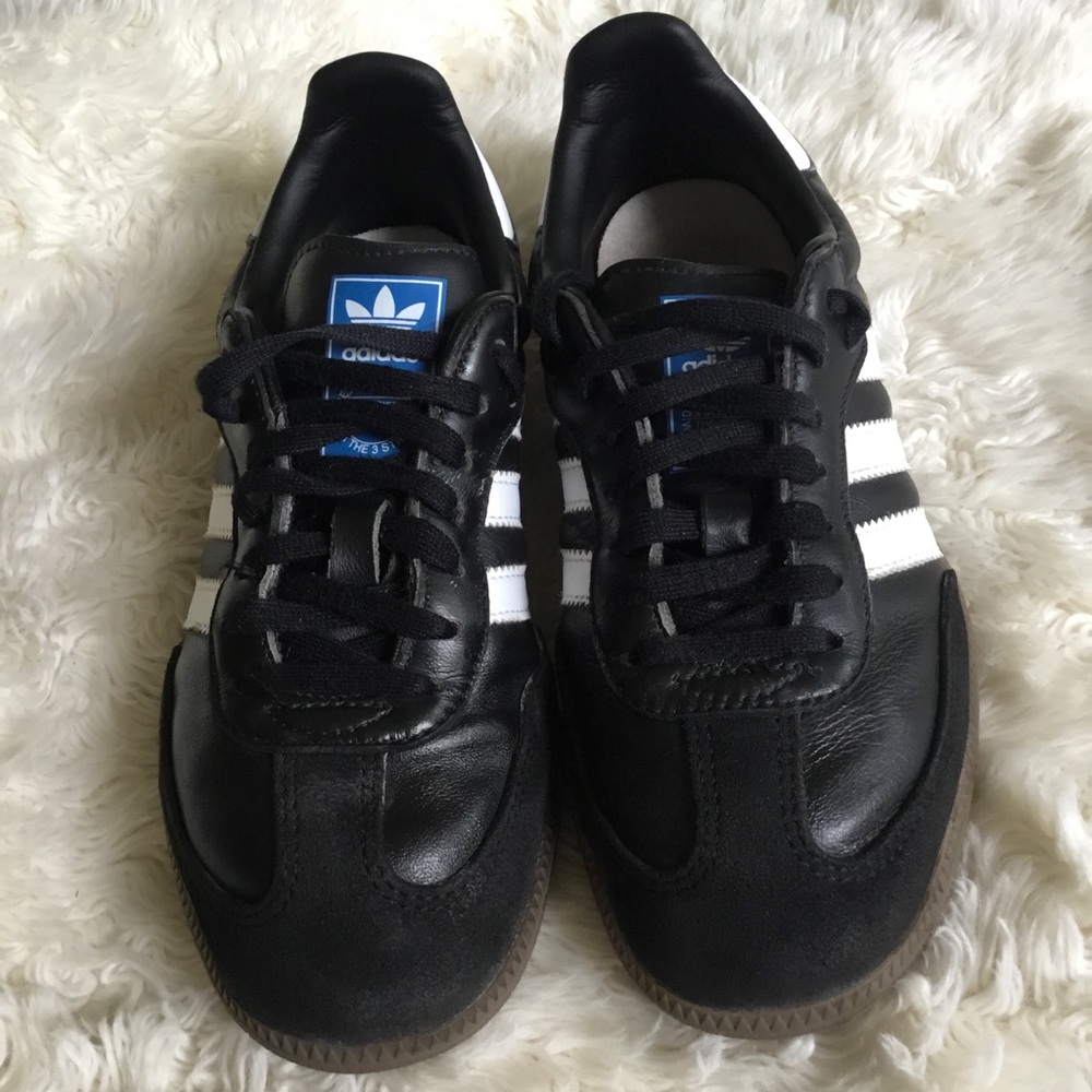 adidas Kids Black Sneakers with White Stripes